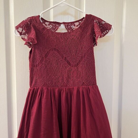 Joyfolie Mia Joy Lacy Petticoat Dress in Burgundy Girls Size 7 - Picture 2 of 16